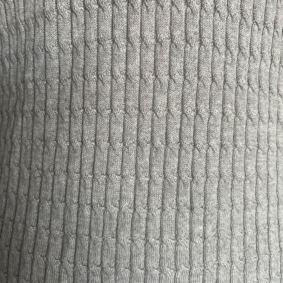 Massimo Dutti Gray Cable-Knit Patched Elbows V-Neck Cotton-Wool-Cashmere Sweater - Picture 7 of 10